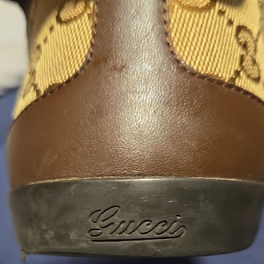 Gucci Brown and Tan Monogram High-Tops - Picture 5 of 6